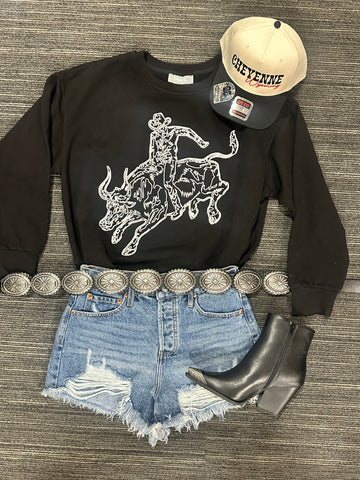 Embroidered Bucking Bull Sweater