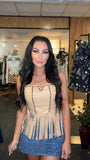 Sand Faux Leather Studded Corset Top