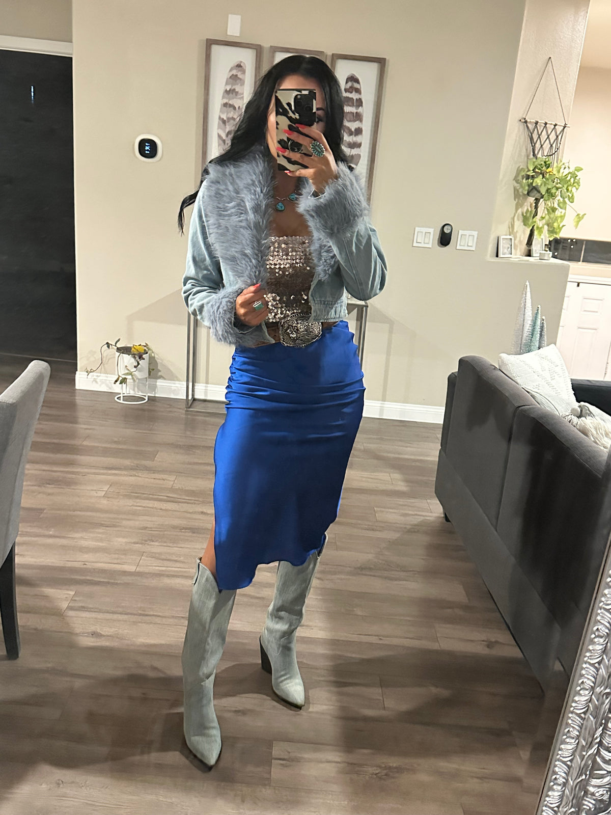 Nova Silky Skirt - Blue