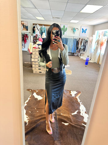 New River Faux Leather Skirt - Black