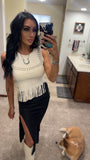 Ivory Studded Fringe Top