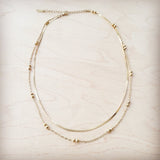 Double Strand Gold Necklace Genuine 18 K Gold Plated 261q