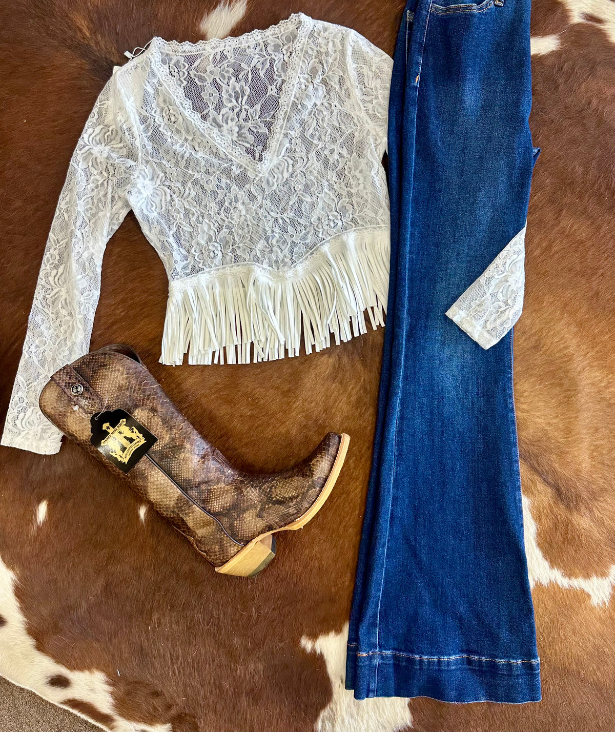 Cowgirl Dottie Lace Fringe Top