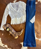 Cowgirl Dottie Lace Fringe Top
