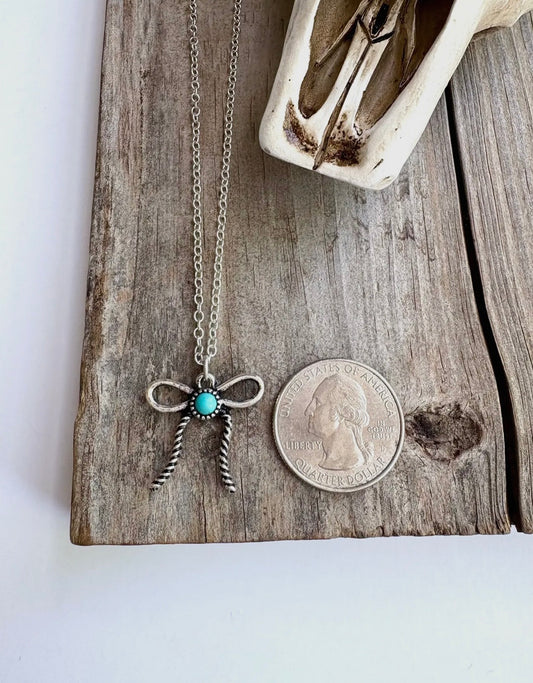 Western Bow Necklace - Turquoise