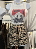 Elastic Waistband Leopard Shorts