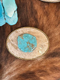 Gracie Hair On Hide Turquoise Stone Buckle