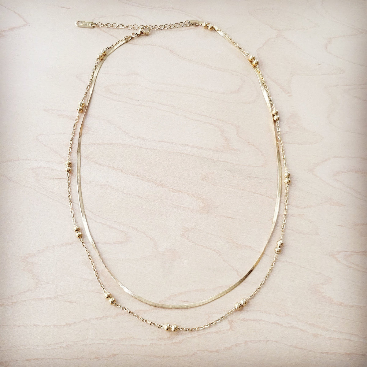 Double Strand Gold Necklace Genuine 18 K Gold Plated 261q