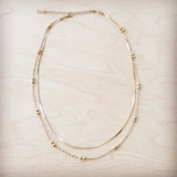 Double Strand Gold Necklace Genuine 18 K Gold Plated 261q