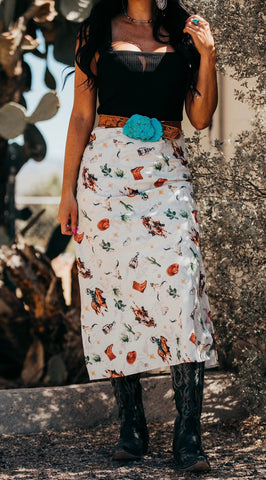 Cadillac Cowgirl Silky Midi Skirt