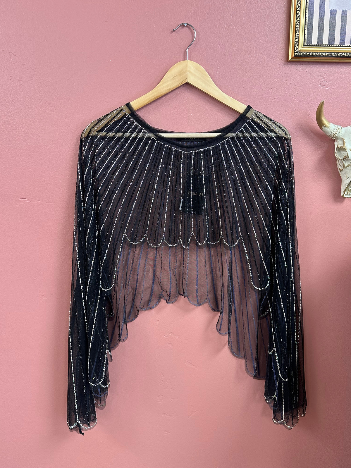 Aria Crystal Beaded Butterfly Cape