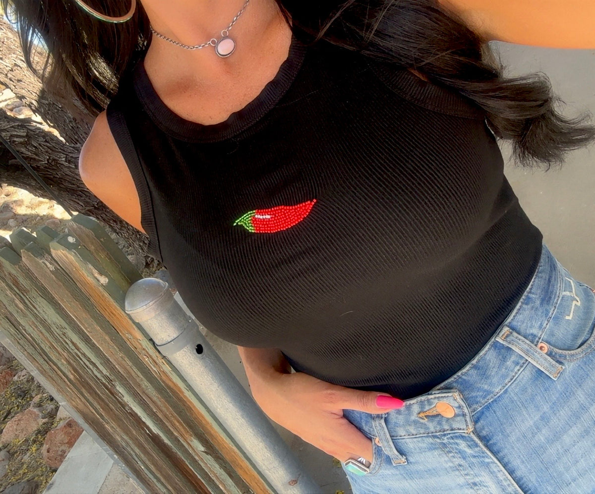 Chili Beaded Tank - Black
