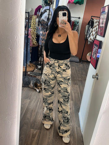 It Girl Camo Wide Leg Denim