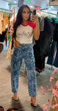 Paisley Print Barrel Jeans