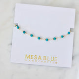 Mesa Blue Turquoise Beaded Bracelet - SILVER