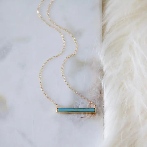 Turquoise Gold Bar Necklace