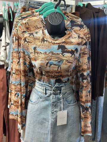 Running Horse Mesh Top