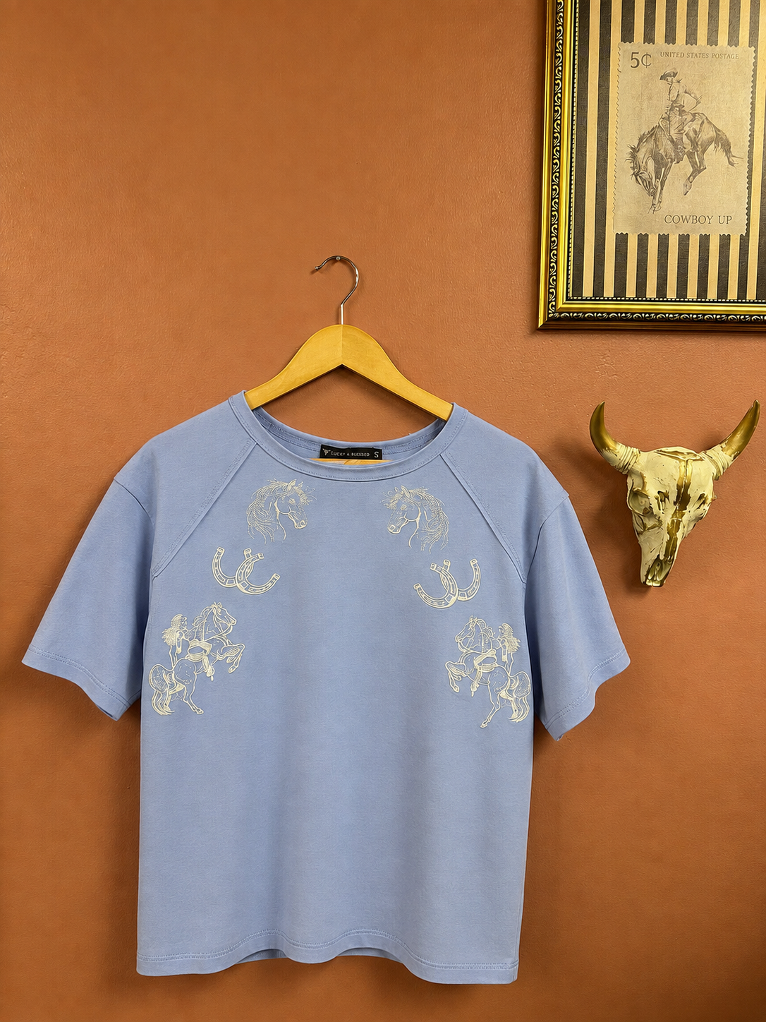 Light Blue Embroidered Top