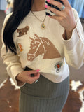Western Patch Graphic Horse Sweater