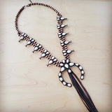 **White Turquoise Squash Blossom Necklace w/ Dark Brown Tassel 261z