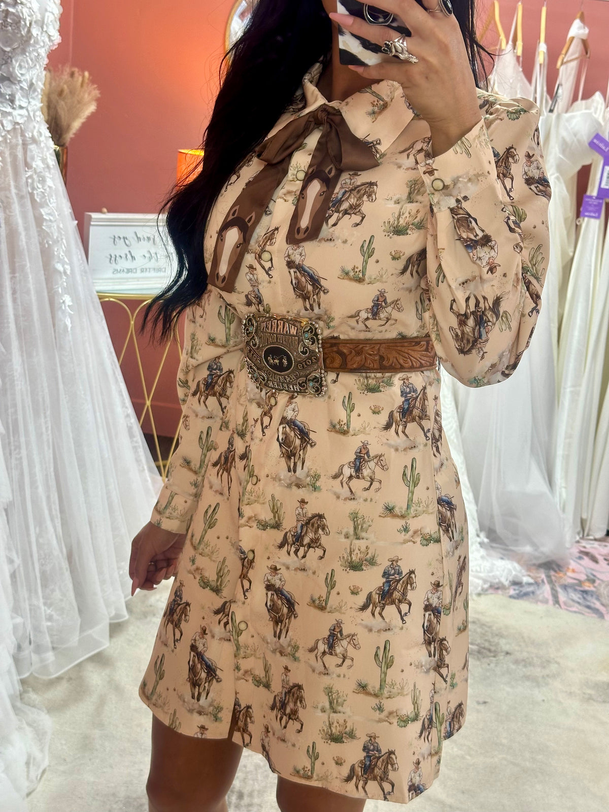 Calgary Western Puff Sleeve Dress