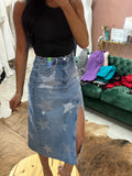 American Babe Rhinestone Star Denim Skirt