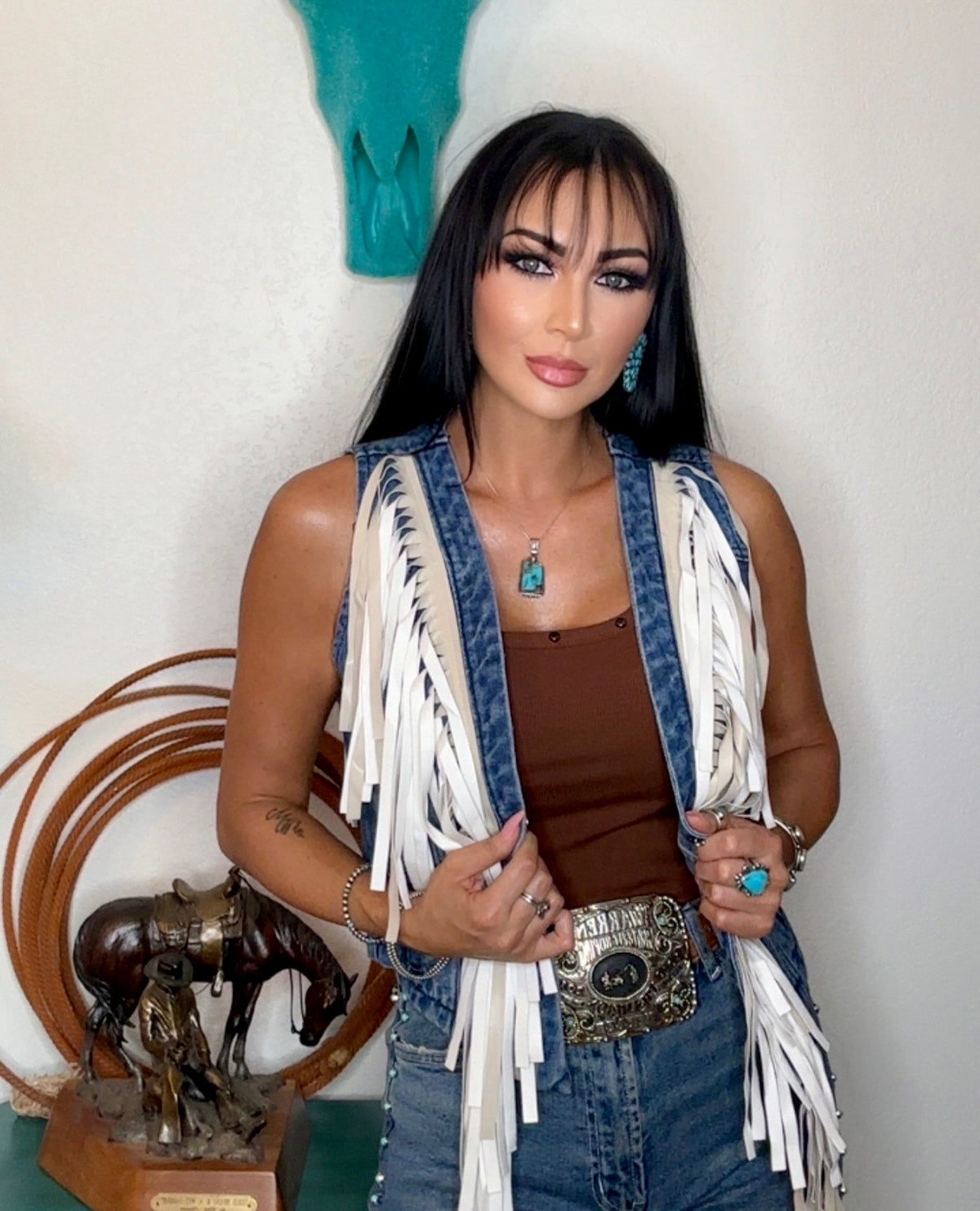 Cowgirl Annie Denim Fringe Vest