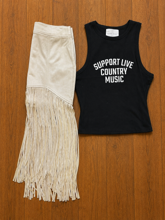 Sheridan Fringe Skirt - Cream