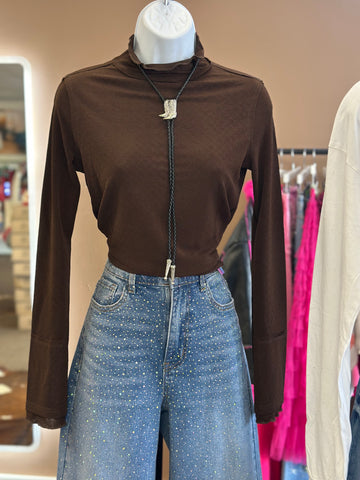 Cinnamon Mocha Jacquard Top
