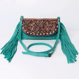 Fringe Floral Leather Crossbody Purse