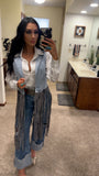 Stone Wash Denim Fringe Vest