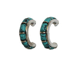 Faux Turquoise Inlay Hoop Earrings