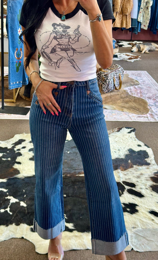 Cowboy Stitch Stripe Denim