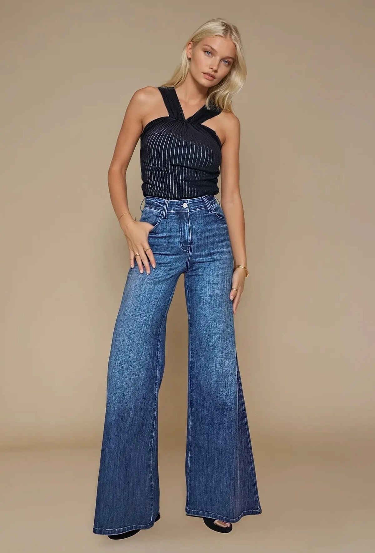 Wide Leg Denim Jeans