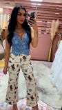 Floral Jacquard Denim Vest