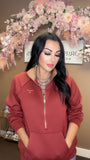 Cowgirl Anna Burgundy Quarter Zip Pullover
