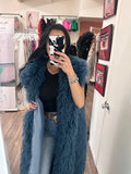 Dominique Faux Fur Vest - Blue