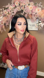 Cowgirl Anna Burgundy Quarter Zip Pullover