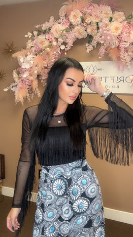 Miranda Fringe Mesh Top