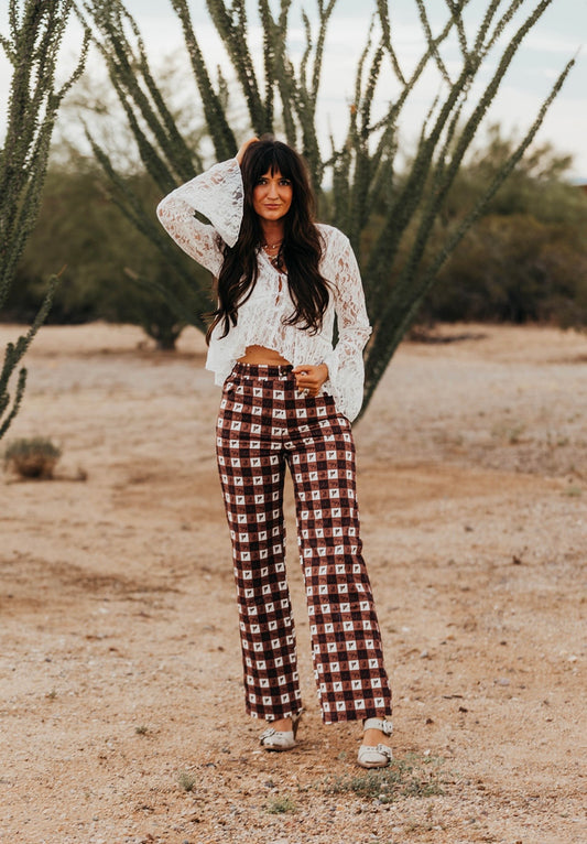 Western Plaid Gingham Dress Pants