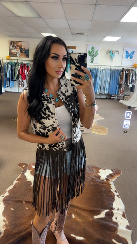 High Plains Fringe Cowhide Vest