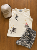 Western Motif Embroidered Sleeveless Top