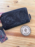 Large Tooled Black Leather Wallet