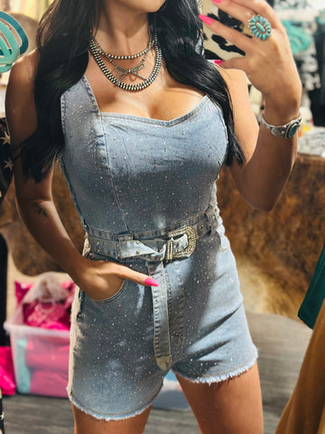 Am I Okay Rhinestone Romper