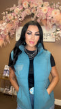 Cowgirl Sterling Teal Puffer Vest