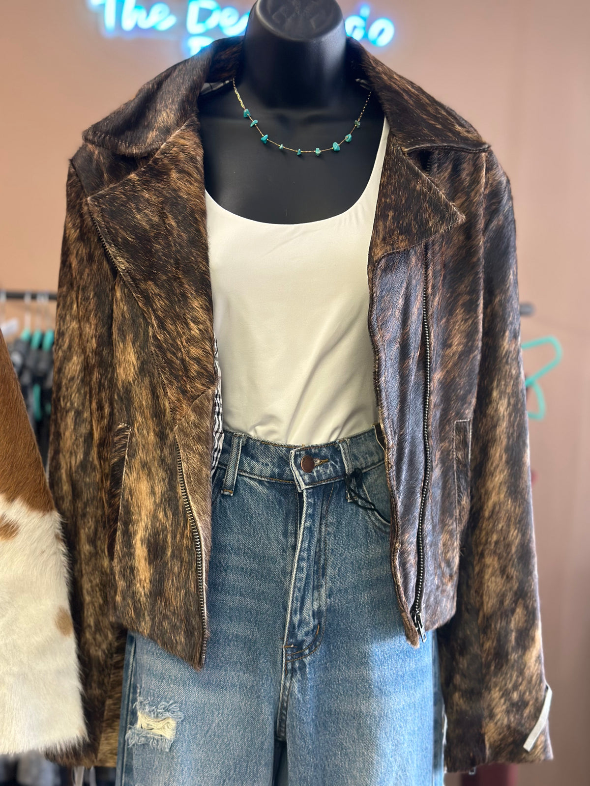 Cowhide Fringe Moto Jacket #6 - LARGE
