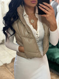 Lucy Faux Leather Vest - Taupe