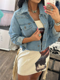 Denim Boot Stitch Concho Button Jacket