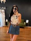 Western Motif Embroidered Sleeveless Top