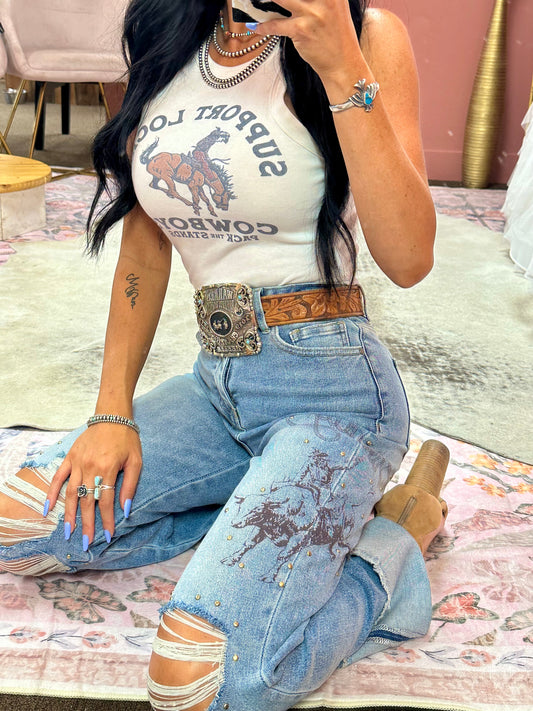 Bronco Straight Leg Cuffed Denim